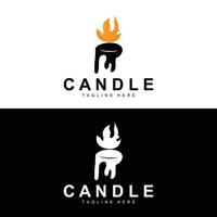 Candle Logo, Flame Lighting Design, Burning luxury Vector, Illustration Template Icon vector