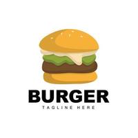 Burger Logo, Bread Vector, Meat And Vegetable, Fast Food Design, Burger Shop And Product Brand Icon Illustration vector