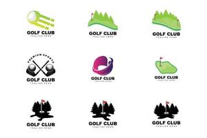 Golf Ball Logo, Vector Stick Golf. Outdoor Sports Game, Discipline Design, Icon Template