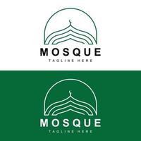 Mosque Logo, Islamic Worship Design, Eid Al Fitr Mosque Building Vector Icon Template, Ramadan, Eid Al Adha