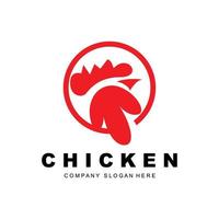 logotipo de pollo, vector de animales de granja, diseño para granja de pollos, restaurante de pollo frito, cafetería