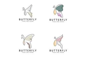 logotipo de mariposa, diseño animal con hermosas alas, animales decorativos, marcas de productos vector