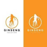 ginseng logo, herbario planta vector, natural herbario medicamento, ginseng herbario bebida icono vector