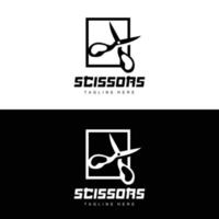 Scissors Logo, Cutting Tools Vector, Barbershop Razor Scissors Simple Design, Illustration Template Icon vector