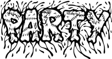 Zombie bone party text lettering word silhouette vector illustrations for your work logo, merchandise t-shirt, stickers and label designs, poster, greeting cards advertising business company or brands