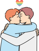 Gay couple hugging and kissing png