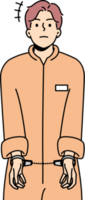 Male prisoner in robe and handcuffs png