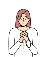 Woman with rosary praying