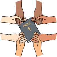 diverso personas con Biblia participación manos png