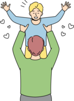 Happy father playing with small son png