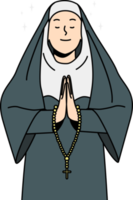 monja Orando con rosario png