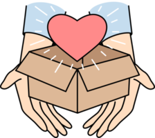 pessoa segurando caixa com coração png
