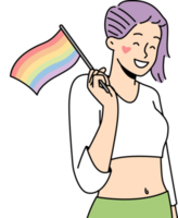 Smiling girl with LGBT flag png