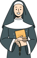 Smiling nun with bible and rosary png