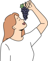 Happy woman enjoy grapes png