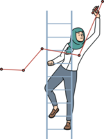 Female Arabic employee in hijab drawing graph png