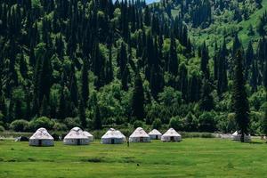 Kazakh yurts in Bayinbulak Swan Lake Reserve, Xinjiang photo