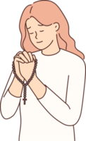 Religious woman pray with rosary