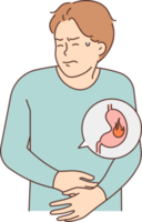 Unhealthy man suffer from stomach inflammation png