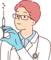 Male doctor with syringe in hands png