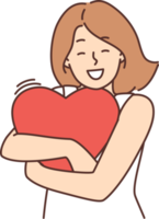 Happy woman hold heart in hands png