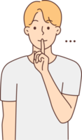 Man holding finger at lips ask for silence png