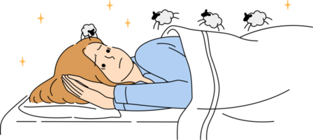 kvinna liggande i säng lida från sömnlöshet png