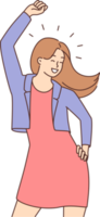 sorridente donna sentire eccitato danza png