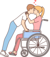 Man kissing disabled woman in wheelchair png