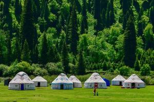 Kazakh yurts in Bayinbulak Swan Lake Reserve, Xinjiang photo