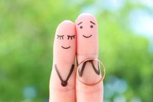 Fingers art of happy couple. Concept of man proposing to woman. photo