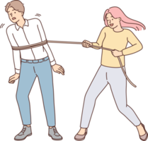 Woman put rope on man png