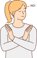 Young woman show stop with hand gesture png