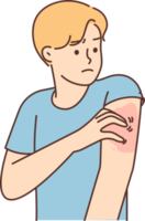 Unhealthy man scratching arm suffer from pox png