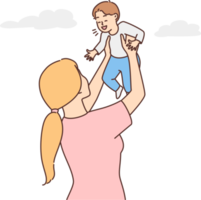 Smiling mother playing with infant png