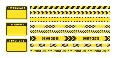 Warning signs. Attention sign. Construction tapes and warning shields. Vector scalable graphics