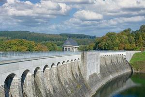 Dam between Listertalsperre Reservoir and Biggesee Reservoir in Sauerland, Germany photo