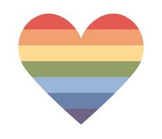 LGBT heart icon. Lesbian, gay, bisexual, transgender concept love symbol. Color rainbow flag. Vector flat illustration