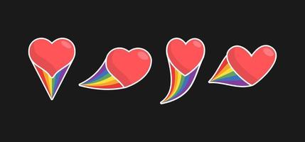 Heart icon with rainbow flag tail. Lgbt support and love design. Lesbian, Gay, Bisexual, Transgender representation symbol. vector