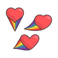 Heart icon with rainbow flag tail. Lgbt support and love design. Lesbian, Gay, Bisexual, Transgender representation symbol. vector