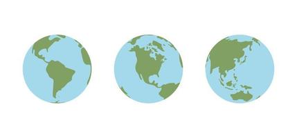 Globe world map. Planet earth flat vector illustration. Doodle map with continents and oceans.