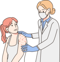 Doctor examine patient with red rash png