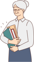 Smiling mature woman with folders at work png