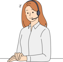 Happy woman operator in headset png