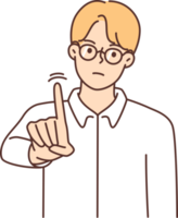 Serious man show finger say no png