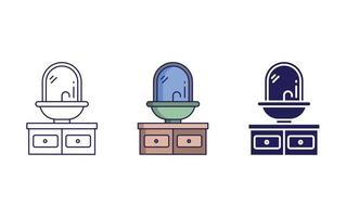 Wash Basin with mirror vector icon