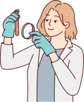 Female scientist work with tube in laboratory png