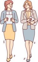 Businesswomen walk talking in office png