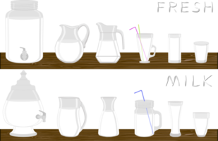 Big kit different types glassware with juice png