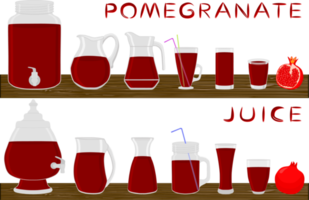 Big kit different types glassware with juice png